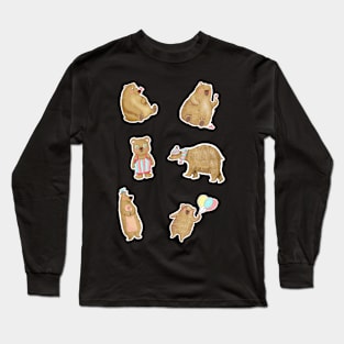 Cute Bears Illustration - Hand Drawn - Cute Animals Long Sleeve T-Shirt